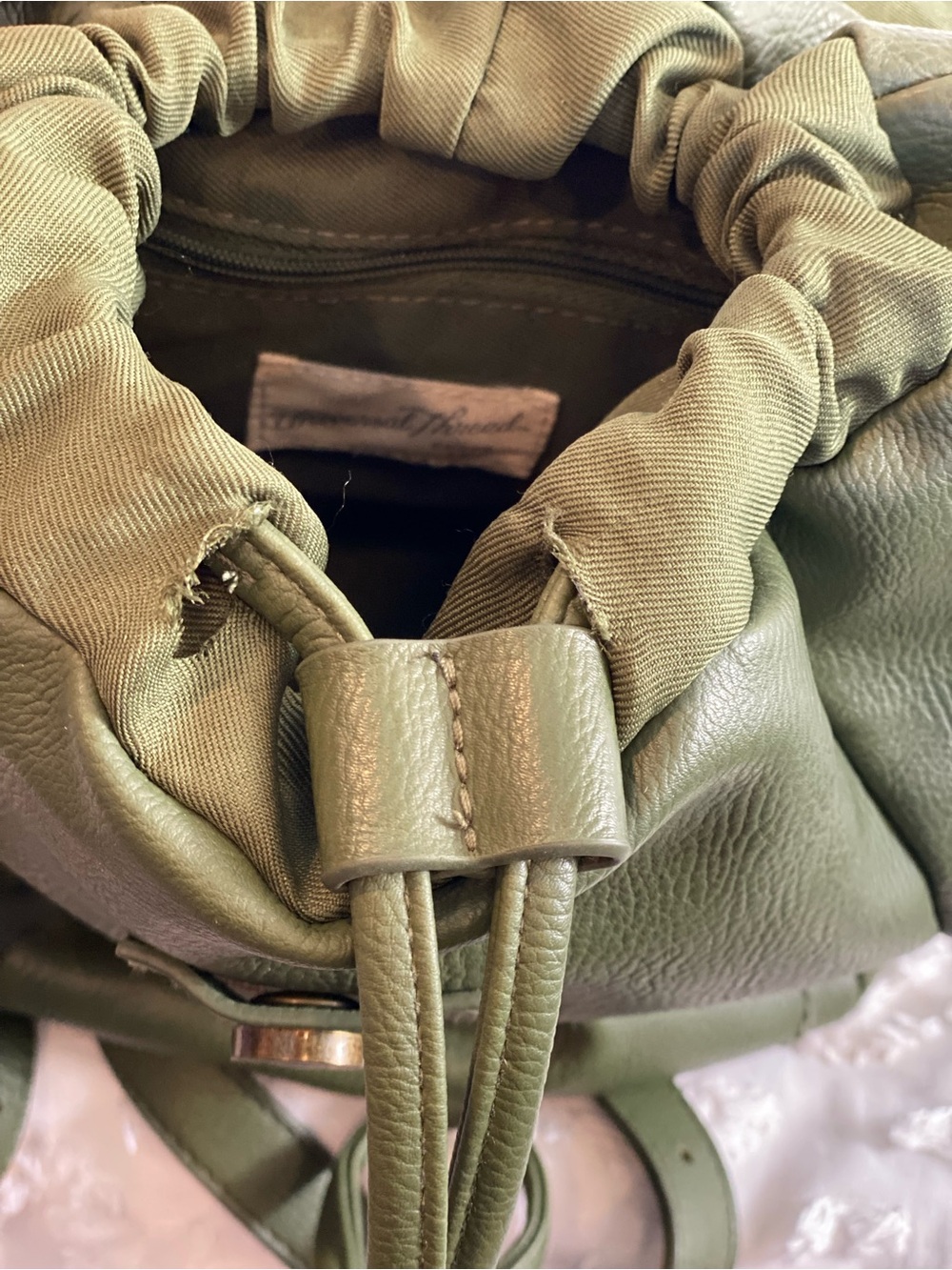 Universal Thread Olive Green Pebbled Leather Drawstring Backpack - Picture 11 of 14